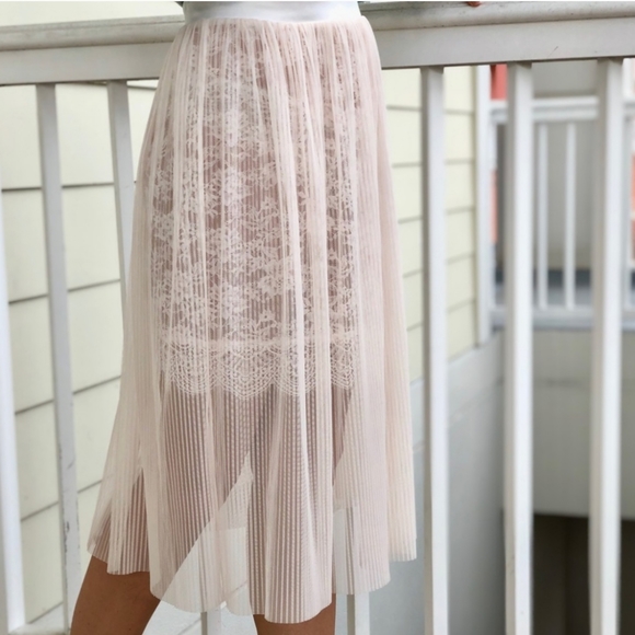 🍒NWT🍒 VS SHEER TULLE OVER FLORAL LACE SKIRT - Picture 1 of 4